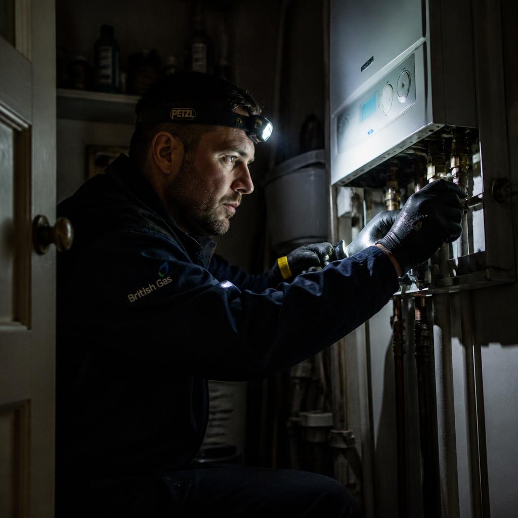 Plumber on a night-time emergency call-out